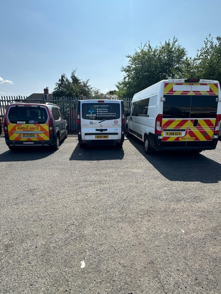 Westron Care Ambulance fleet of professionally maintained, fully insured, and clean non-emergency ambulances and wheelchair accessible vehicles providing safe patient transport across the UK.